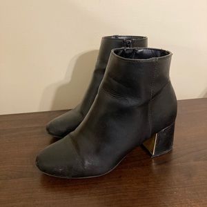 Gold Accent Block Heel Booties